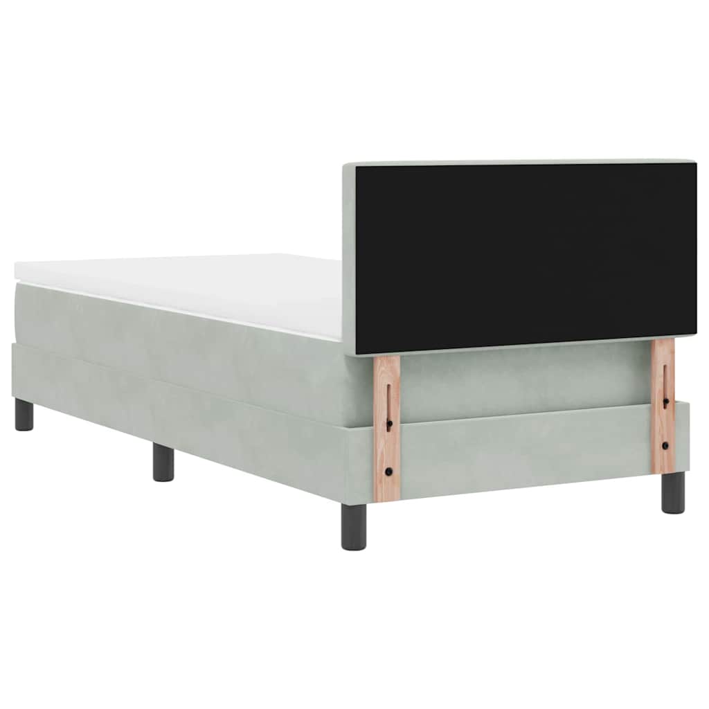 LED Box Spring Bed med madras med LED Lysegrå 90 x 190 cm Fløjl