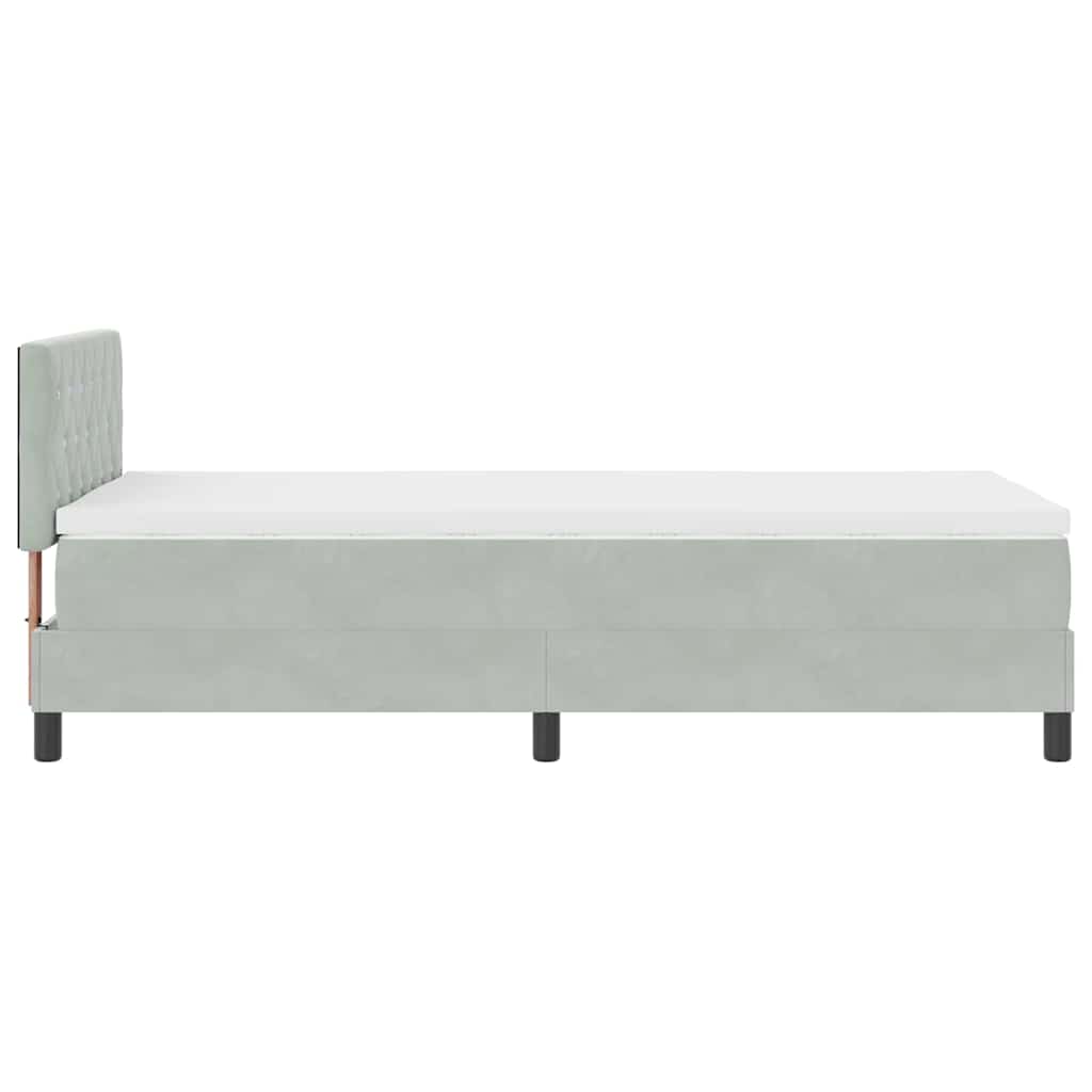 LED Box Spring Bed med madras med LED Lysegrå 90 x 190 cm Fløjl