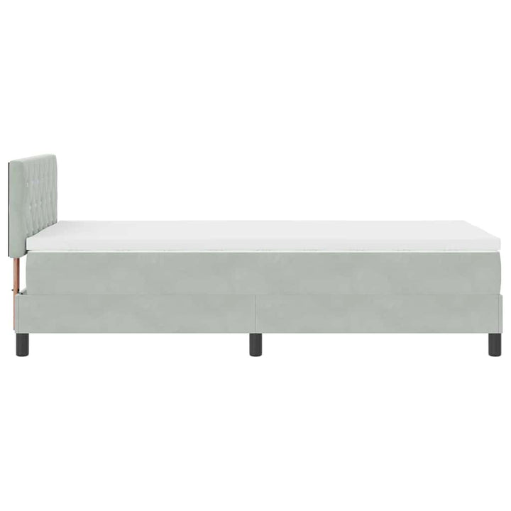 LED Box Spring Bed med madras med LED Lysegrå 90 x 190 cm Fløjl