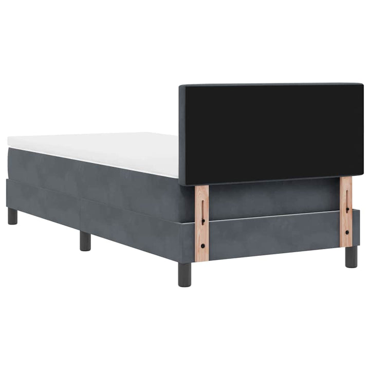 LED Box Spring Bed med madras Mørkegrå 90 x 200 cm Fløjl