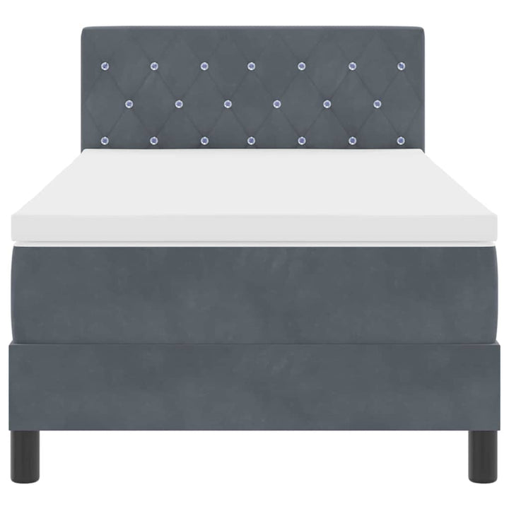 LED Box Spring Bed med madras Mørkegrå 90 x 200 cm Fløjl