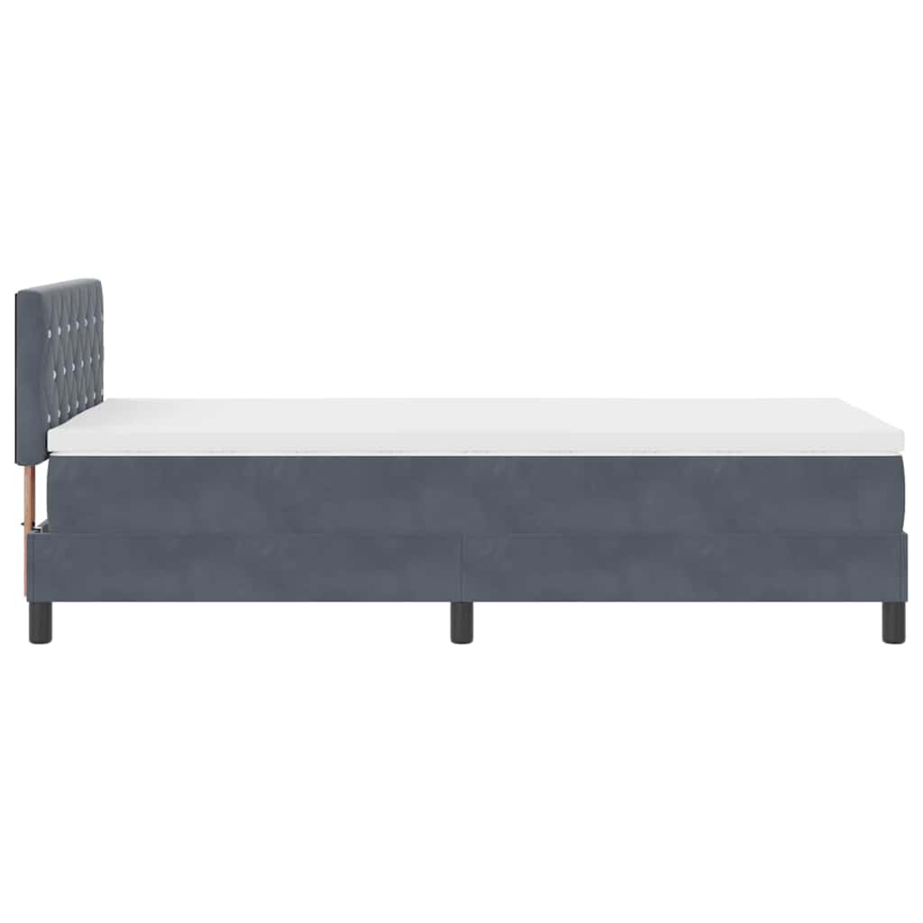 LED Box Spring Bed med madras Mørkegrå 90 x 200 cm Fløjl