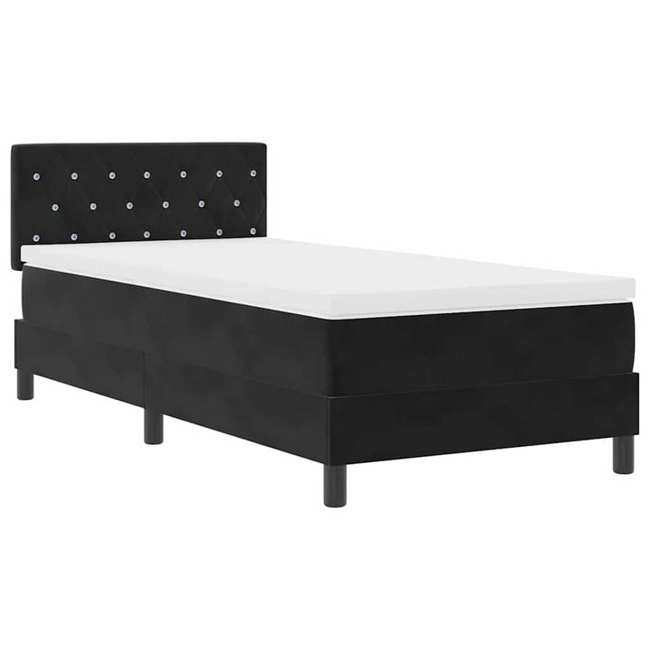 LED Box Spring Bed med madras med LED Sort 90 x 200 cm Fløjl