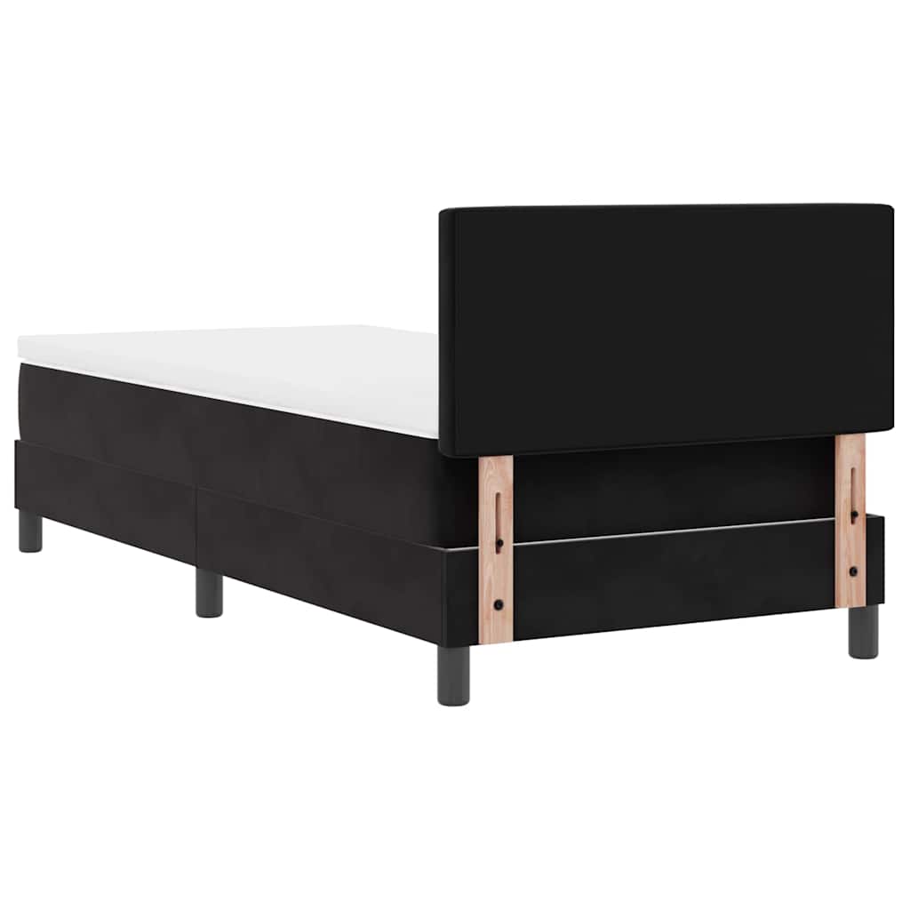 LED Box Spring Bed med madras med LED Sort 90 x 200 cm Fløjl
