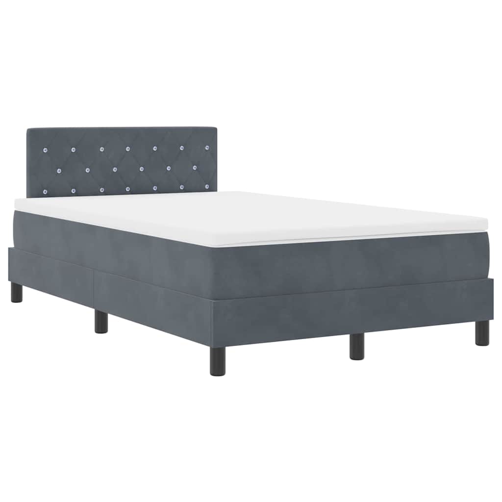 LED Box Spring Bed med madras Mørkegrå 120 x 200 cm Fløjl
