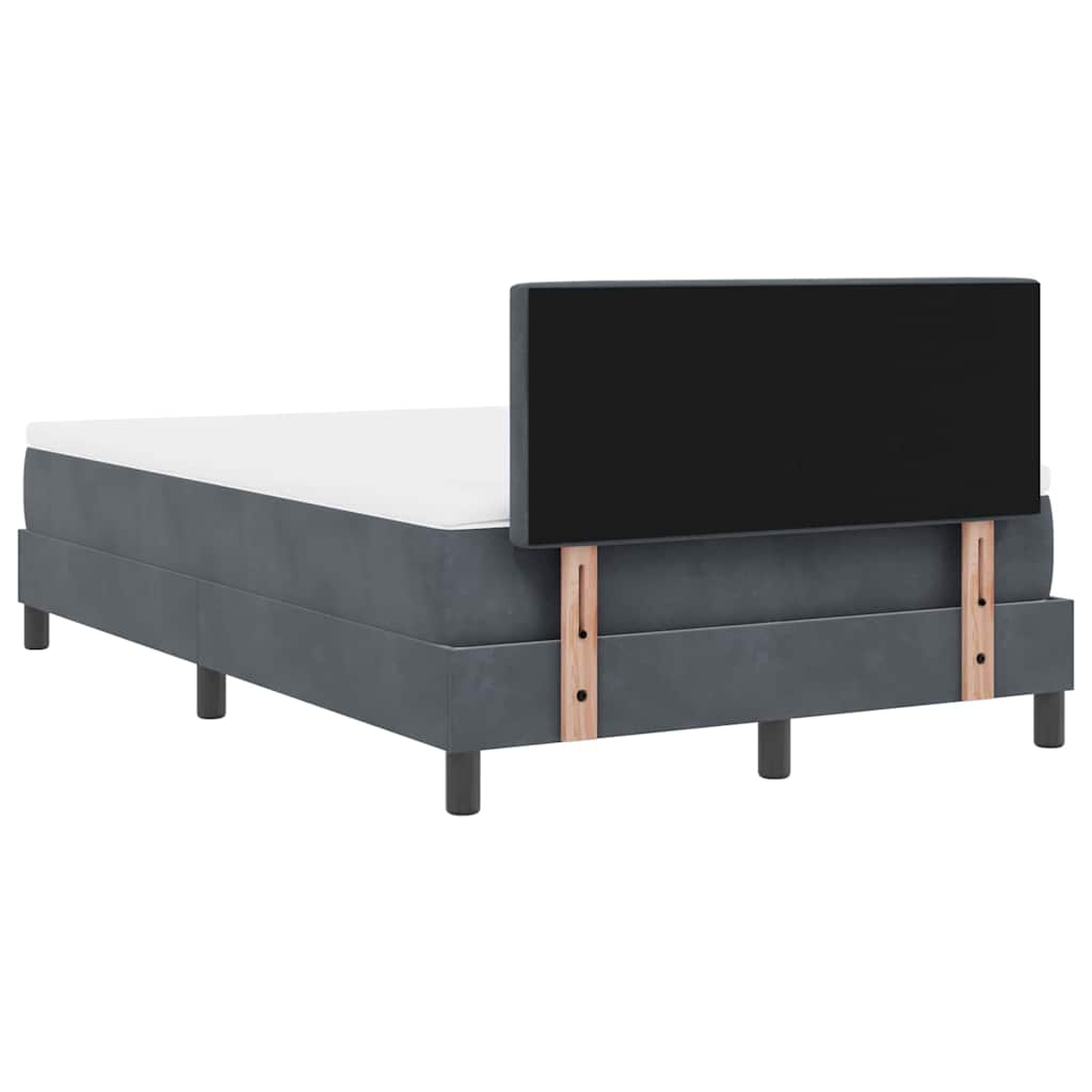 LED Box Spring Bed med madras Mørkegrå 120 x 200 cm Fløjl