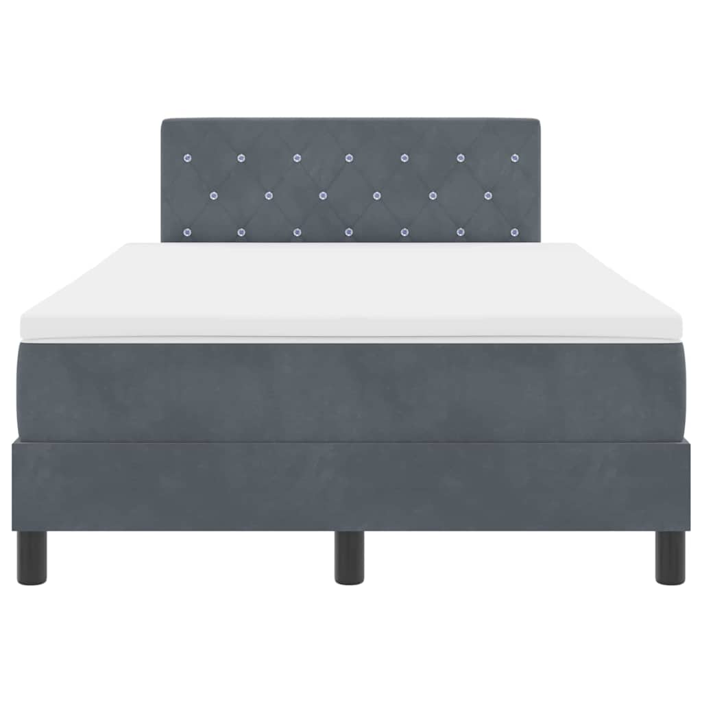 LED Box Spring Bed med madras Mørkegrå 120 x 200 cm Fløjl
