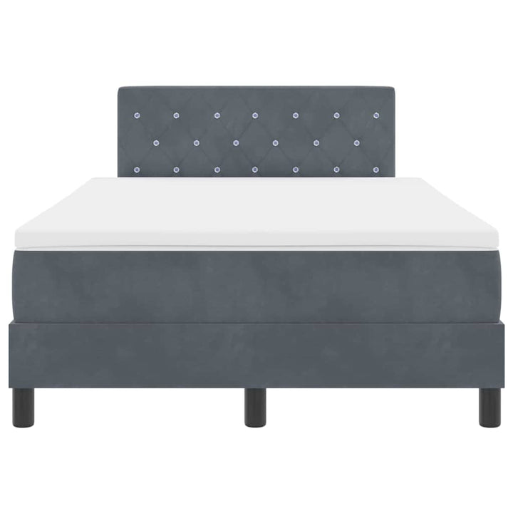 LED Box Spring Bed med madras Mørkegrå 120 x 200 cm Fløjl