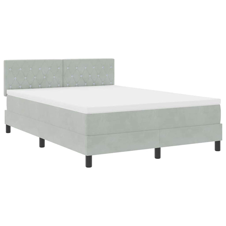LED Box Spring Bed med madras Lysegrå 160 x 200 cm Fløjl