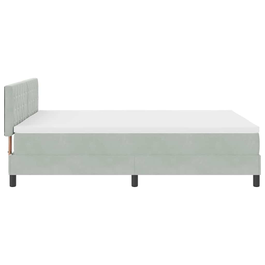 LED Box Spring Bed med madras Lysegrå 160 x 200 cm Fløjl