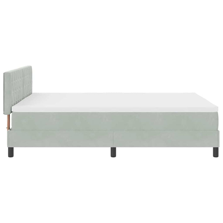 LED Box Spring Bed med madras Lysegrå 160 x 200 cm Fløjl