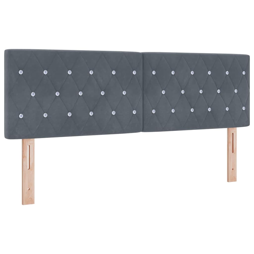 LED Box Spring Bed med madras Mørkegrå 160 x 200 cm Fløjl