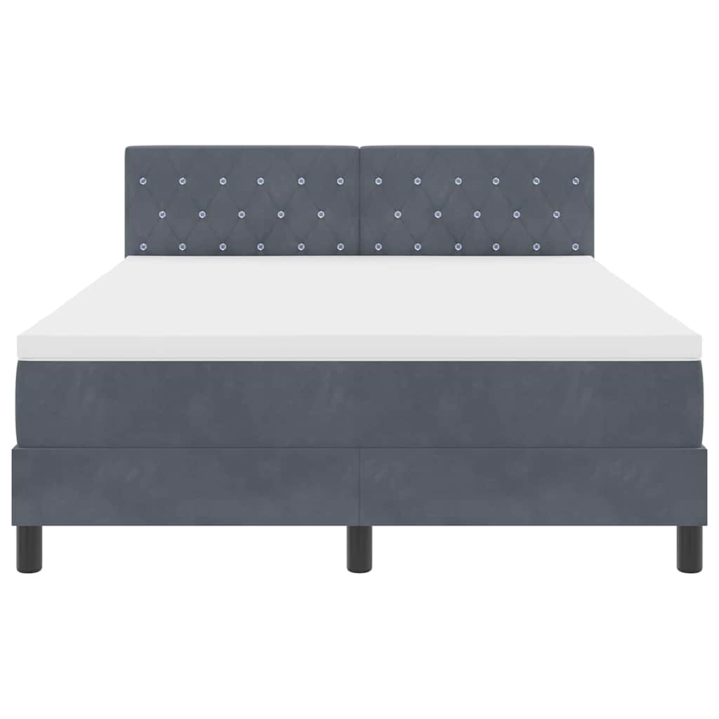 LED Box Spring Bed med madras Mørkegrå 160 x 200 cm Fløjl