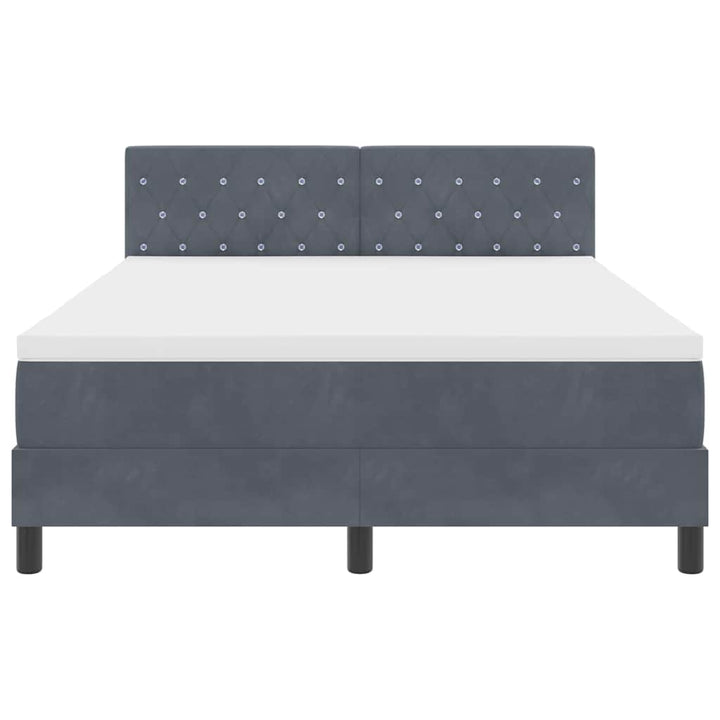 LED Box Spring Bed med madras Mørkegrå 160 x 200 cm Fløjl