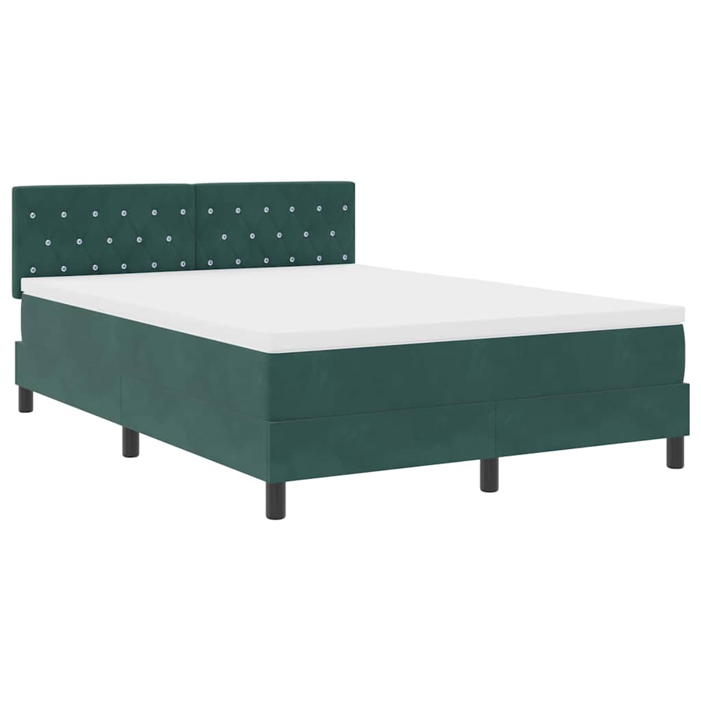 LED Box Spring Bed med madras Mørkegrøn 160 x 200 cm Fløjl