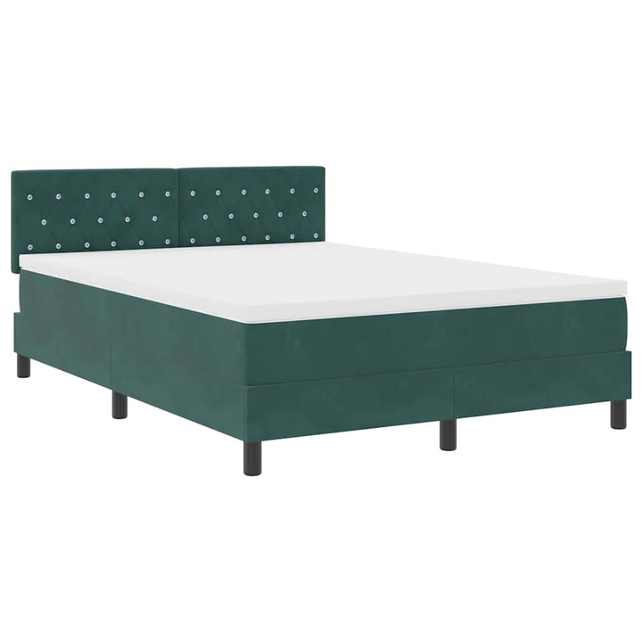 LED Box Spring Bed med madras Mørkegrøn 160 x 200 cm Fløjl