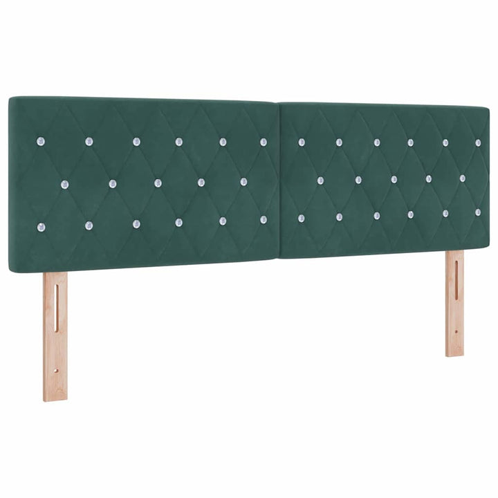 LED Box Spring Bed med madras Mørkegrøn 160 x 200 cm Fløjl