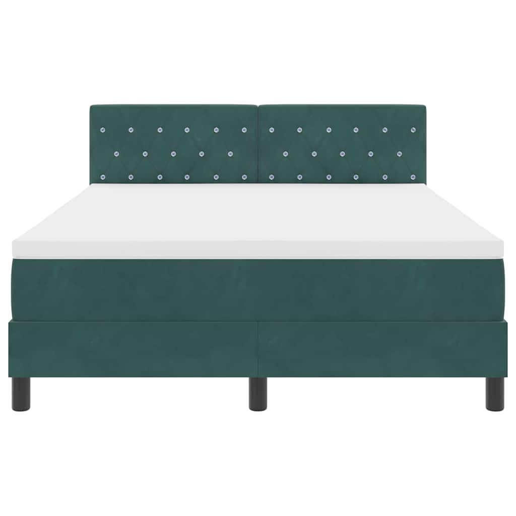LED Box Spring Bed med madras Mørkegrøn 160 x 200 cm Fløjl