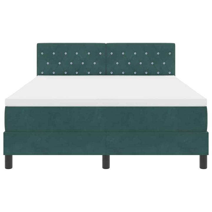 LED Box Spring Bed med madras Mørkegrøn 160 x 200 cm Fløjl