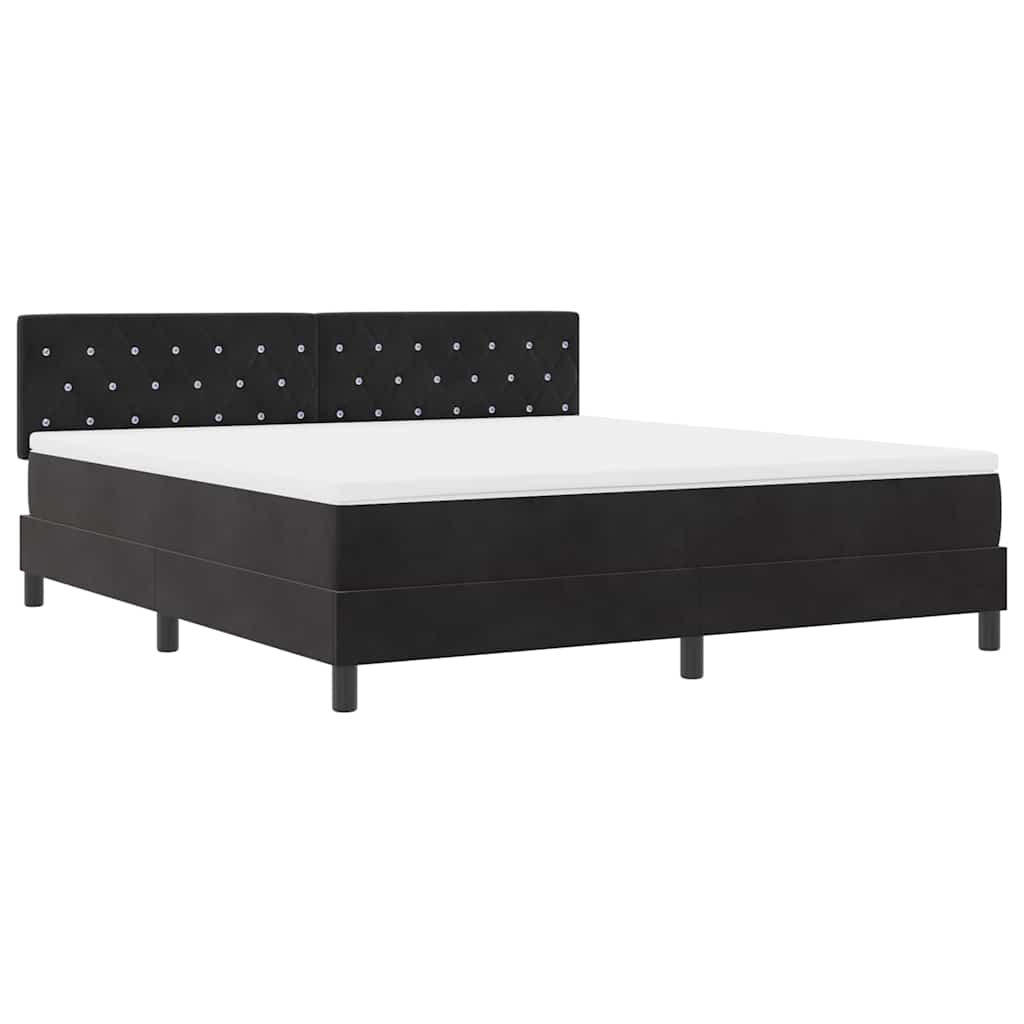 LED Box Spring Bed med madras med LED Sort 180 x 200 cm Fløjl