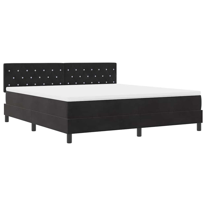 LED Box Spring Bed med madras med LED Sort 180 x 200 cm Fløjl