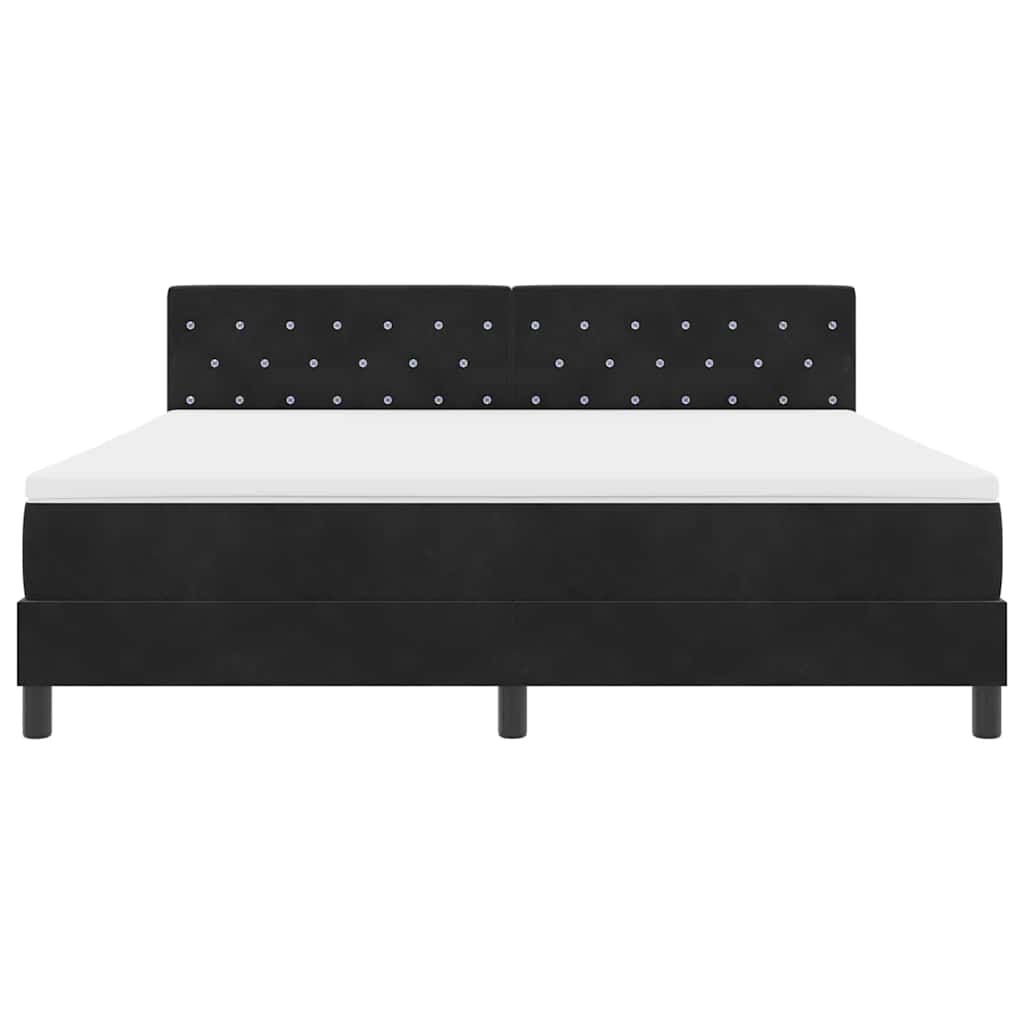 LED Box Spring Bed med madras med LED Sort 180 x 200 cm Fløjl
