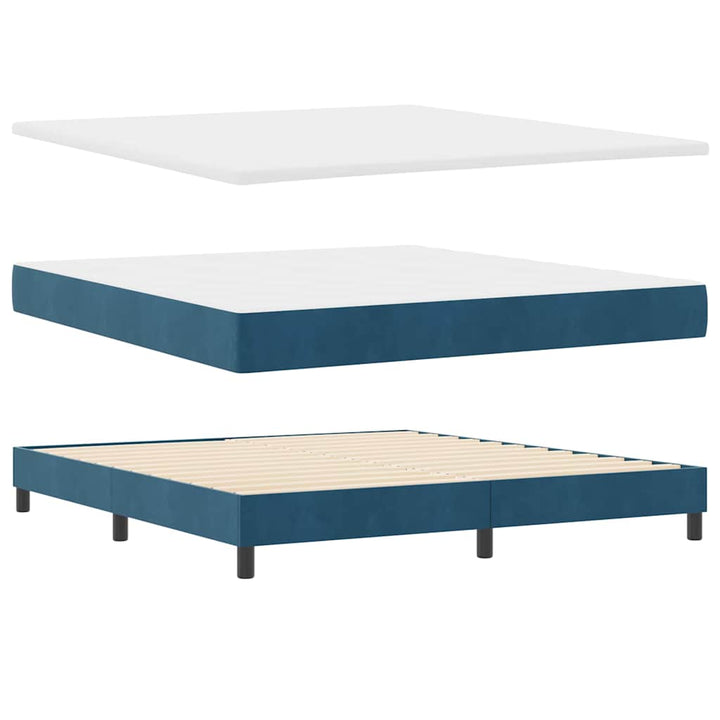 LED Box Spring Bed med hovedgærde Mørk blå 180 x 200 cm Fløjl