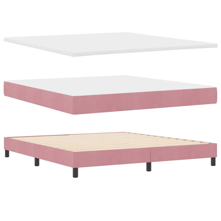 LED Box Spring Bed med hovedgærde Lyserød 180 x 200 cm Fløjl