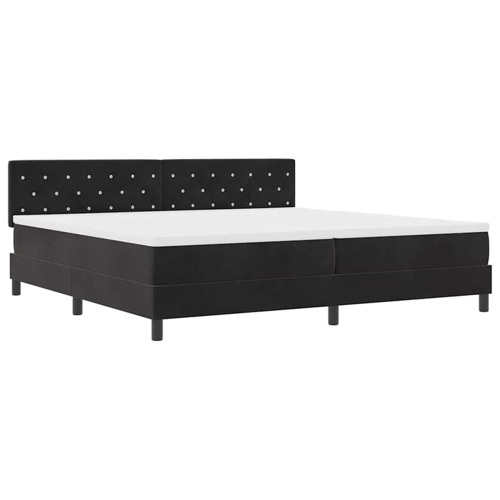 LED Box Spring Bed med hovedgærde Sort 200 x 200 cm Fløjl