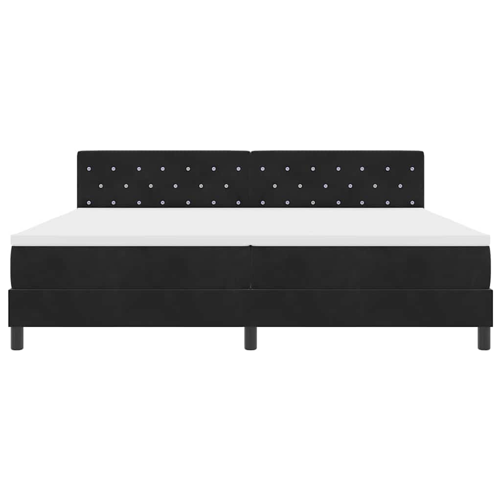 LED Box Spring Bed med hovedgærde Sort 200 x 200 cm Fløjl