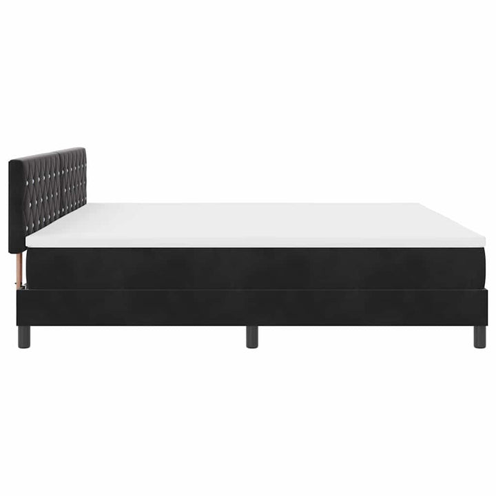 LED Box Spring Bed med hovedgærde Sort 200 x 200 cm Fløjl