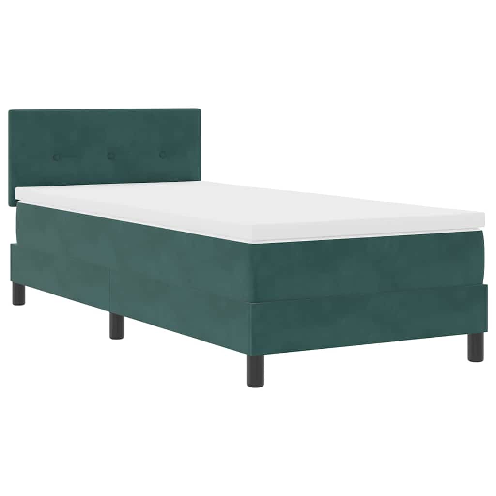 LED Box Spring Bed med hovedgærde Mørkegrøn 80 x 200 cm Fløjl