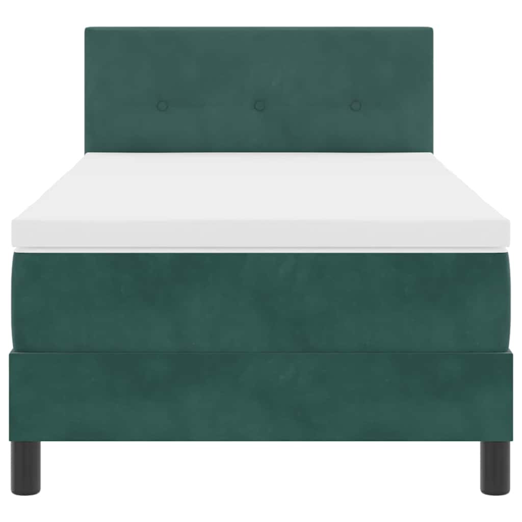 LED Box Spring Bed med hovedgærde Mørkegrøn 80 x 200 cm Fløjl