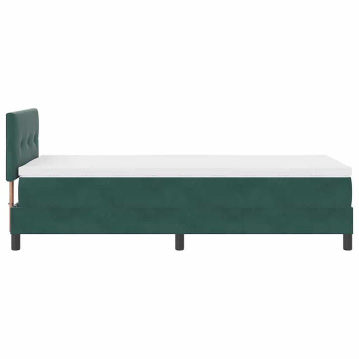 LED Box Spring Bed med hovedgærde Mørkegrøn 80 x 200 cm Fløjl
