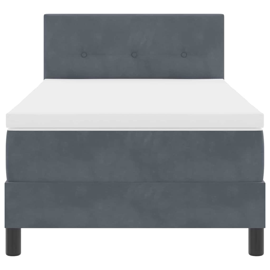 LED Box Spring Bed med hovedgærde Mørkegrå 90 x 200 cm Fløjl