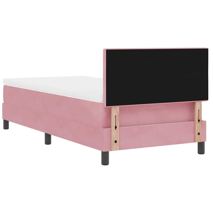 LED Box Spring Bed med hovedgærde Lyserød 90 x 200 cm Fløjl
