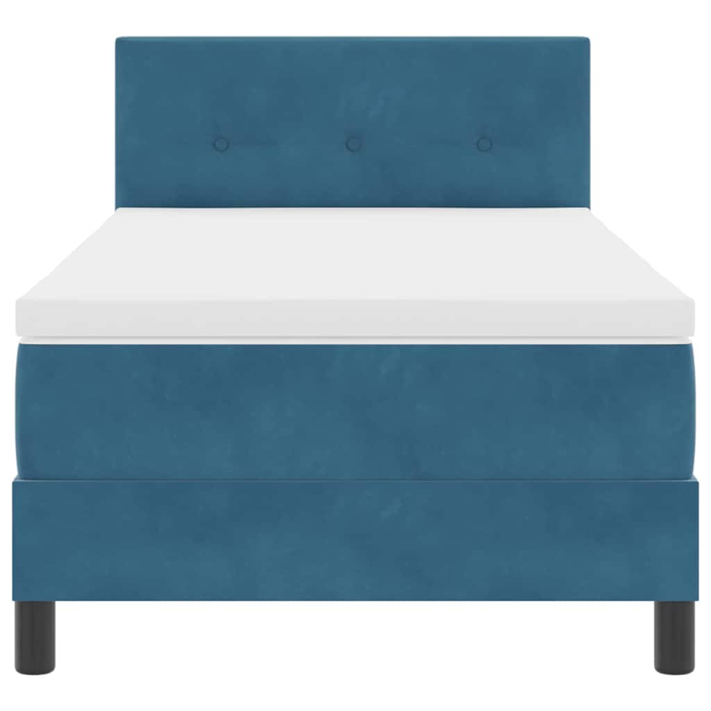 LED Box Spring Bed med hovedgærde Mørk blå 100 x 200 cm Fløjl