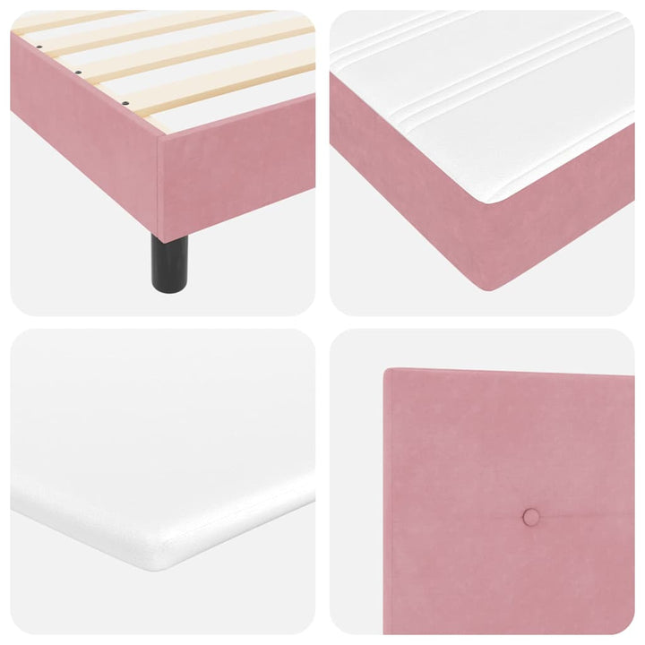LED Box Spring Bed med hovedgærde Lyserød 100 x 200 cm Fløjl