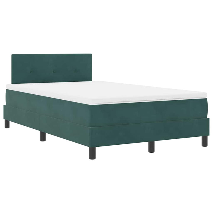LED Box Spring Bed med hovedgærde Mørkegrøn 120 x 190 cm Fløjl