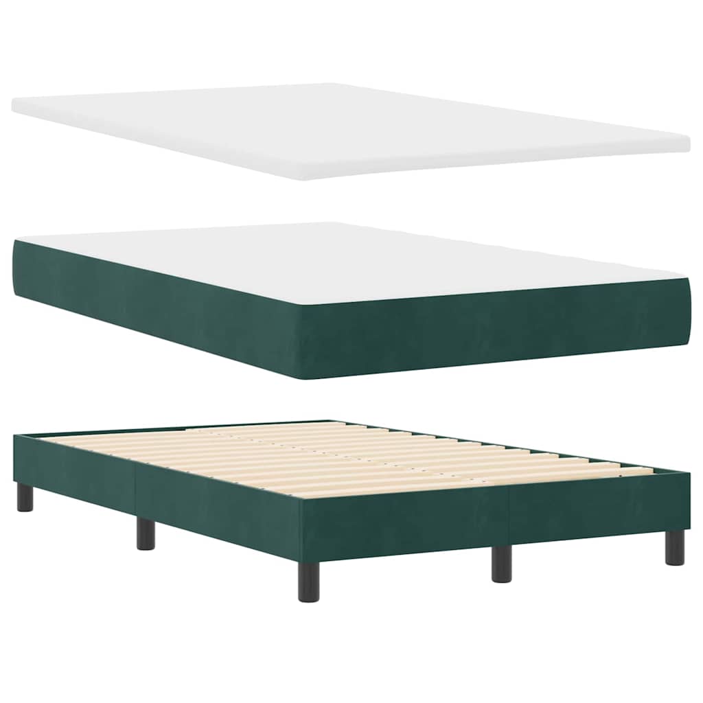 LED Box Spring Bed med hovedgærde Mørkegrøn 120 x 190 cm Fløjl
