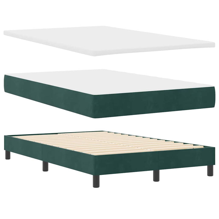 LED Box Spring Bed med hovedgærde Mørkegrøn 120 x 190 cm Fløjl