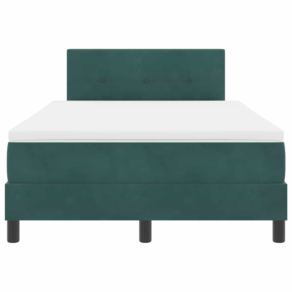 LED Box Spring Bed med hovedgærde Mørkegrøn 120 x 190 cm Fløjl