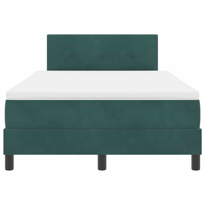 LED Box Spring Bed med hovedgærde Mørkegrøn 120 x 190 cm Fløjl