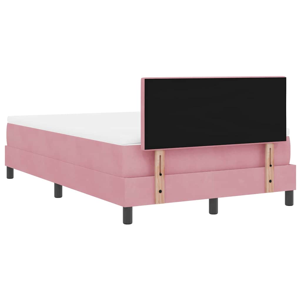 LED Box Spring Bed med hovedgærde Lyserød 120 x 200 cm Fløjl