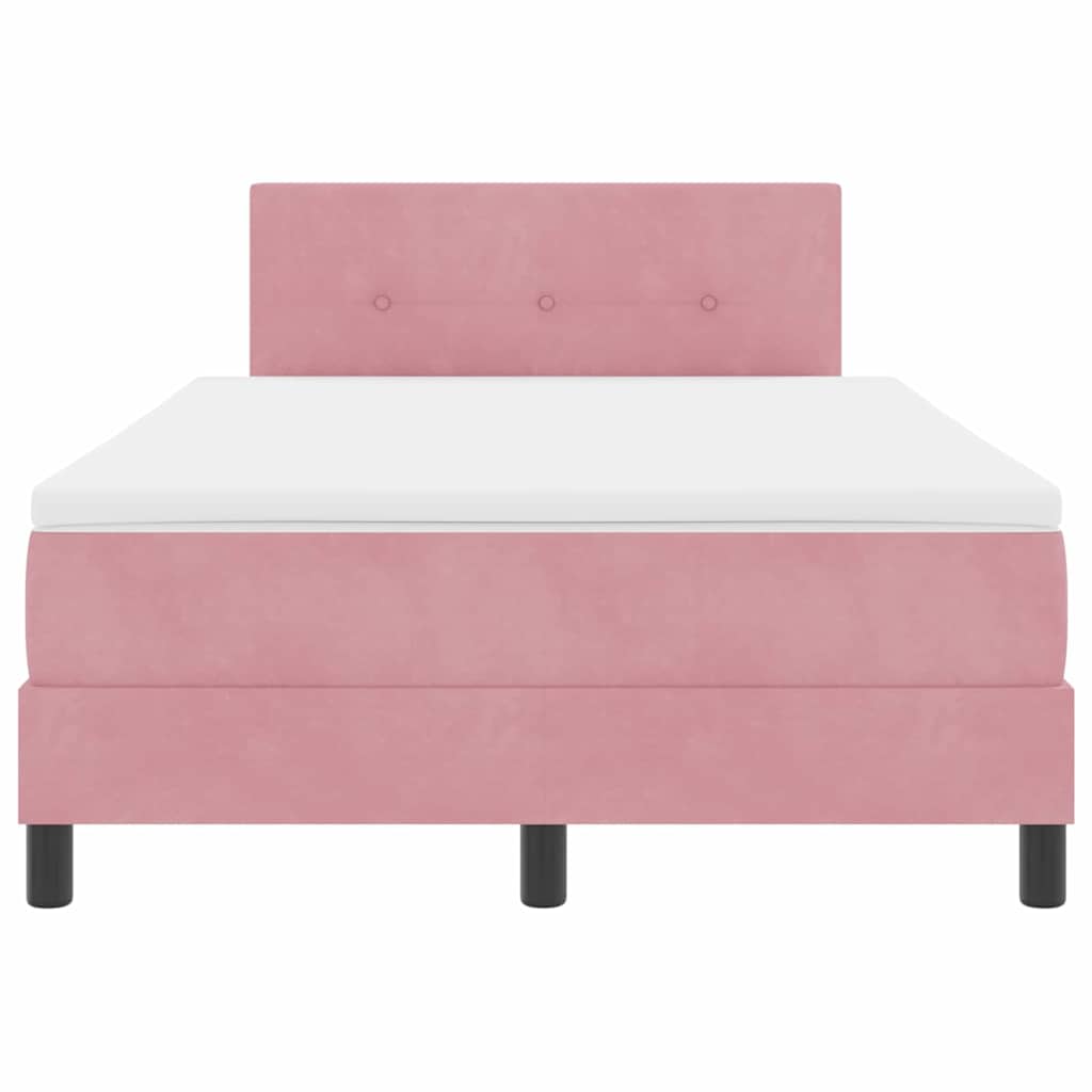 LED Box Spring Bed med hovedgærde Lyserød 120 x 200 cm Fløjl