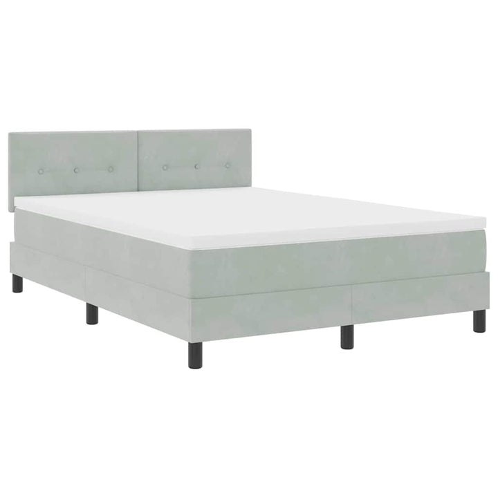 LED Box Spring Bed med madras Lysegrå 140 x 190 cm Fløjl
