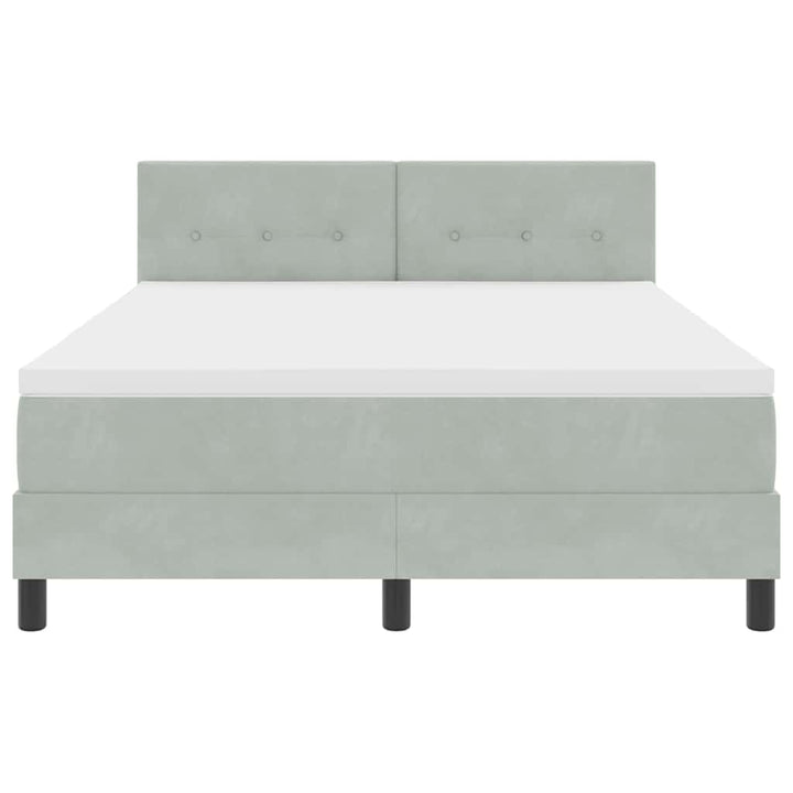 LED Box Spring Bed med madras Lysegrå 140 x 190 cm Fløjl