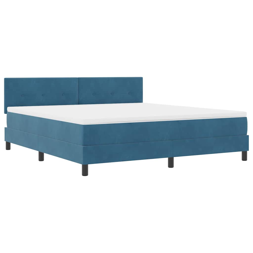 LED Box Spring Bed med madras Mørk blå 180 x 200 cm Fløjl
