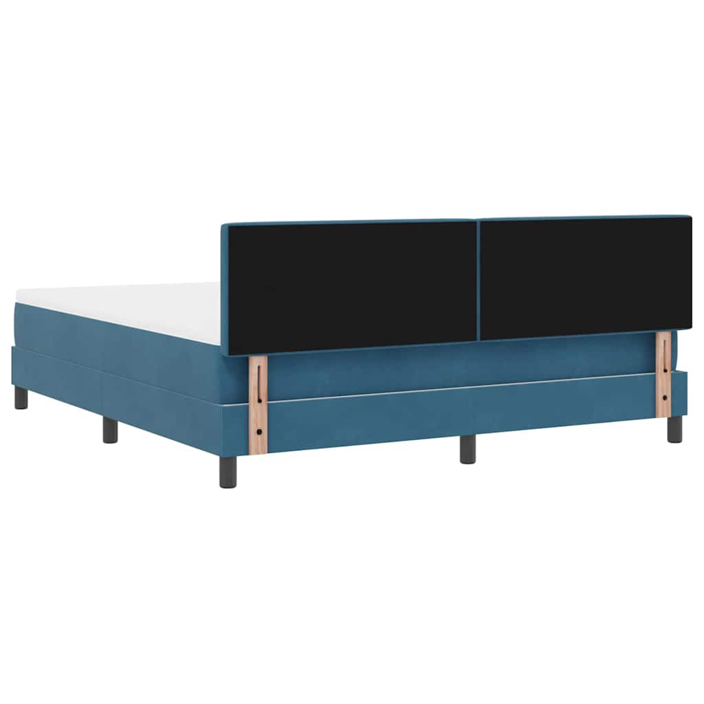 LED Box Spring Bed med madras Mørk blå 180 x 200 cm Fløjl