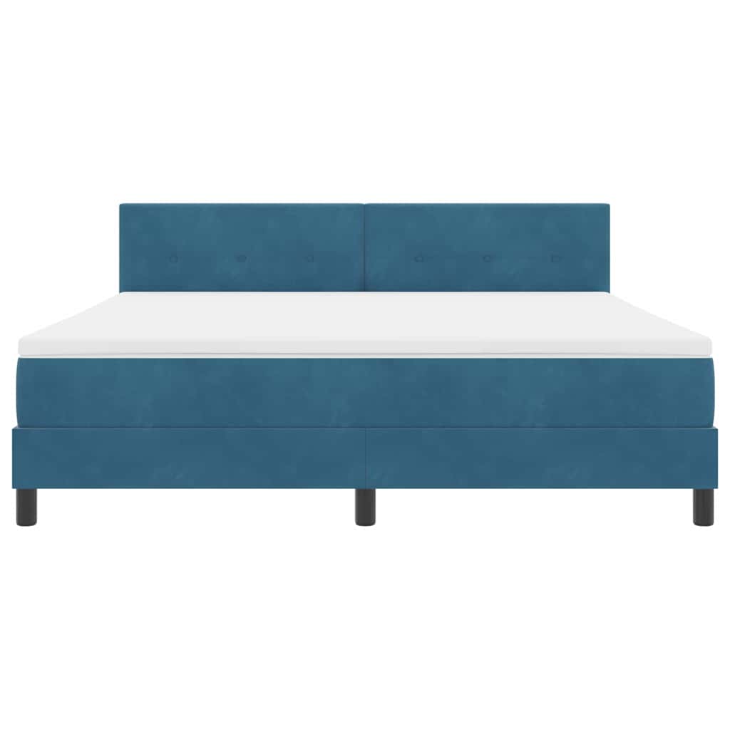 LED Box Spring Bed med madras Mørk blå 180 x 200 cm Fløjl